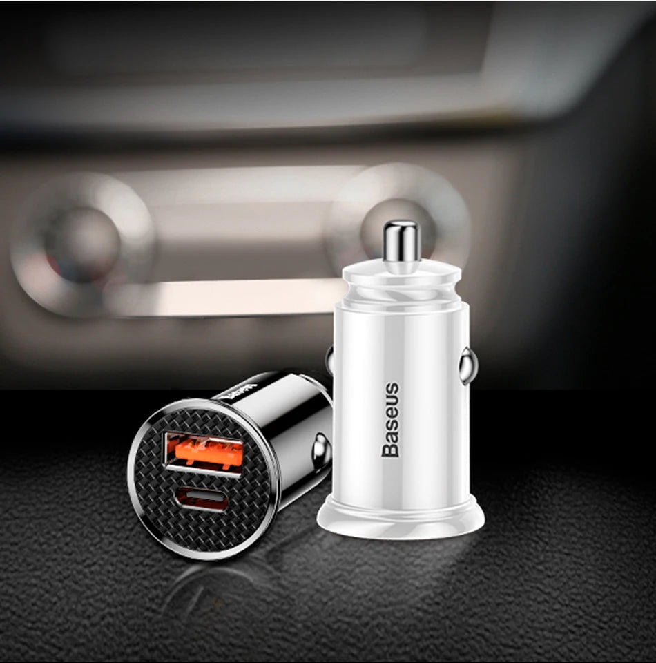 Baseus USB Car Charger Quick Charge 4.0 QC4.0 QC3.0 PPS SCP 5A PD Type C 30W Fast Car USB Charger For iPhone Xiaomi Mobile Phone