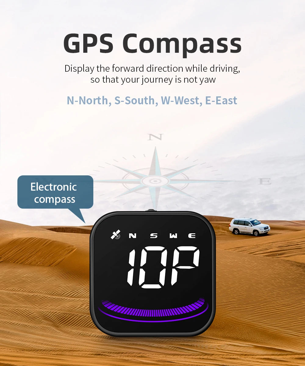 AD G4 GPS Smart Gauge Head Up Display LED Auto Speedometer With Alarm Reminder KMH MPH Compass Car Accessories for All Car