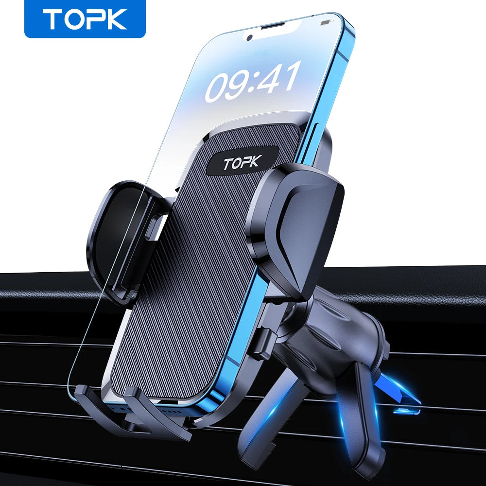 upport Téléphone Voiture TOPK à Gravité – Fixation Grille d’Aération Universelle