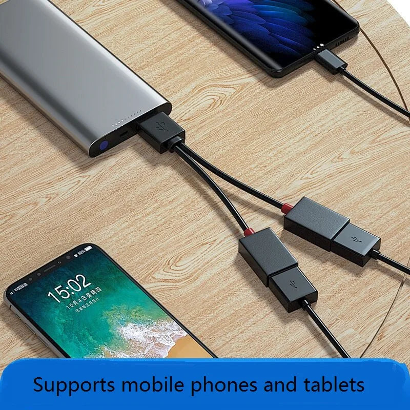 Car Mounted 1 to 2 USB Branching Multi-functional Adapter for Mobile Phones, Tablets, and Extended Multi Interface Hubs