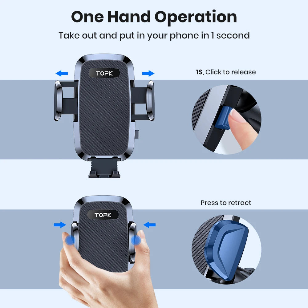 upport Téléphone Voiture TOPK à Gravité – Fixation Grille d’Aération Universelle