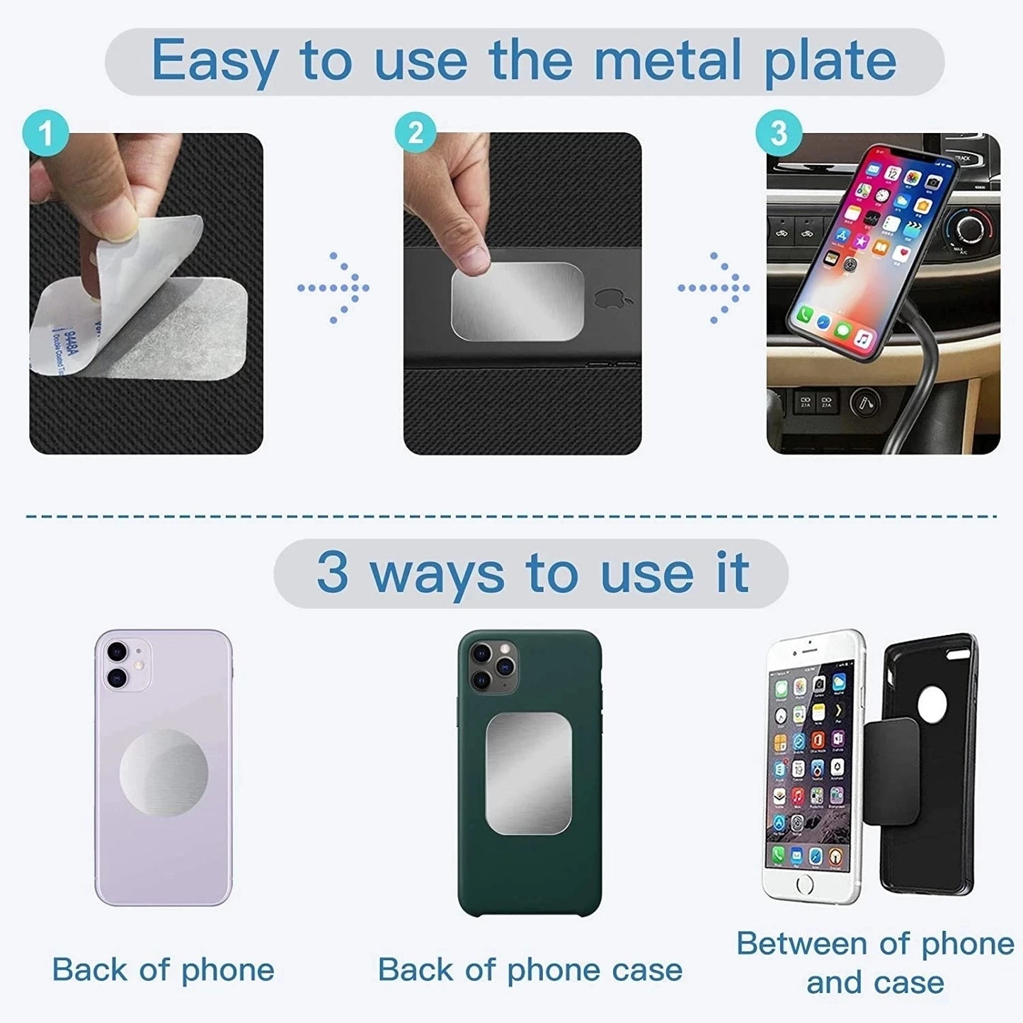 Universal Metal Plate – Compatible with Magnetic Car Phone Holder