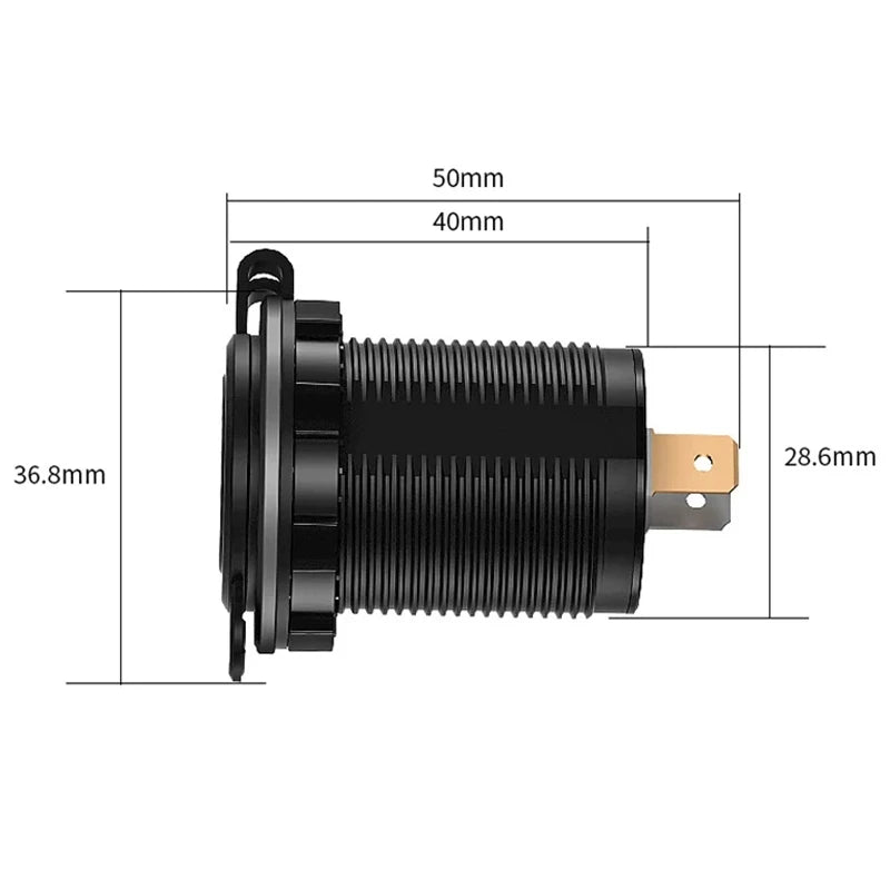 Built-in usb car usb outlet 3.0 socket 12V/24V Dual USB Socket PD3.0 and QC3.0 Car USB Port With LED Voltmeter and On/Off Switch