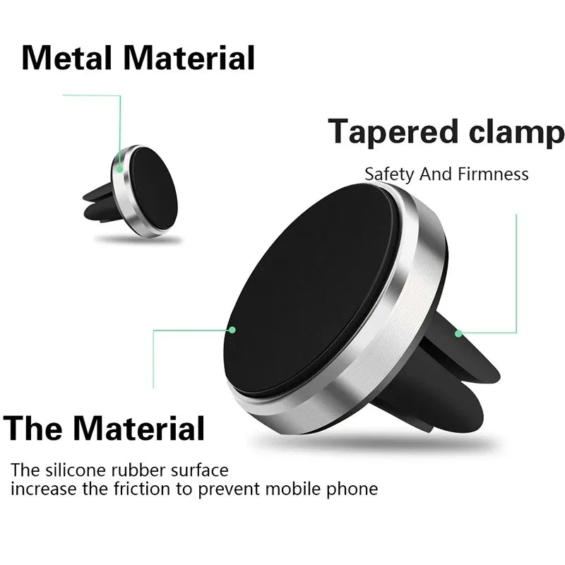 Magnetic Car Phone Holder - Universal Air Vent Mount for iPhone, Samsung and Other Smartphones