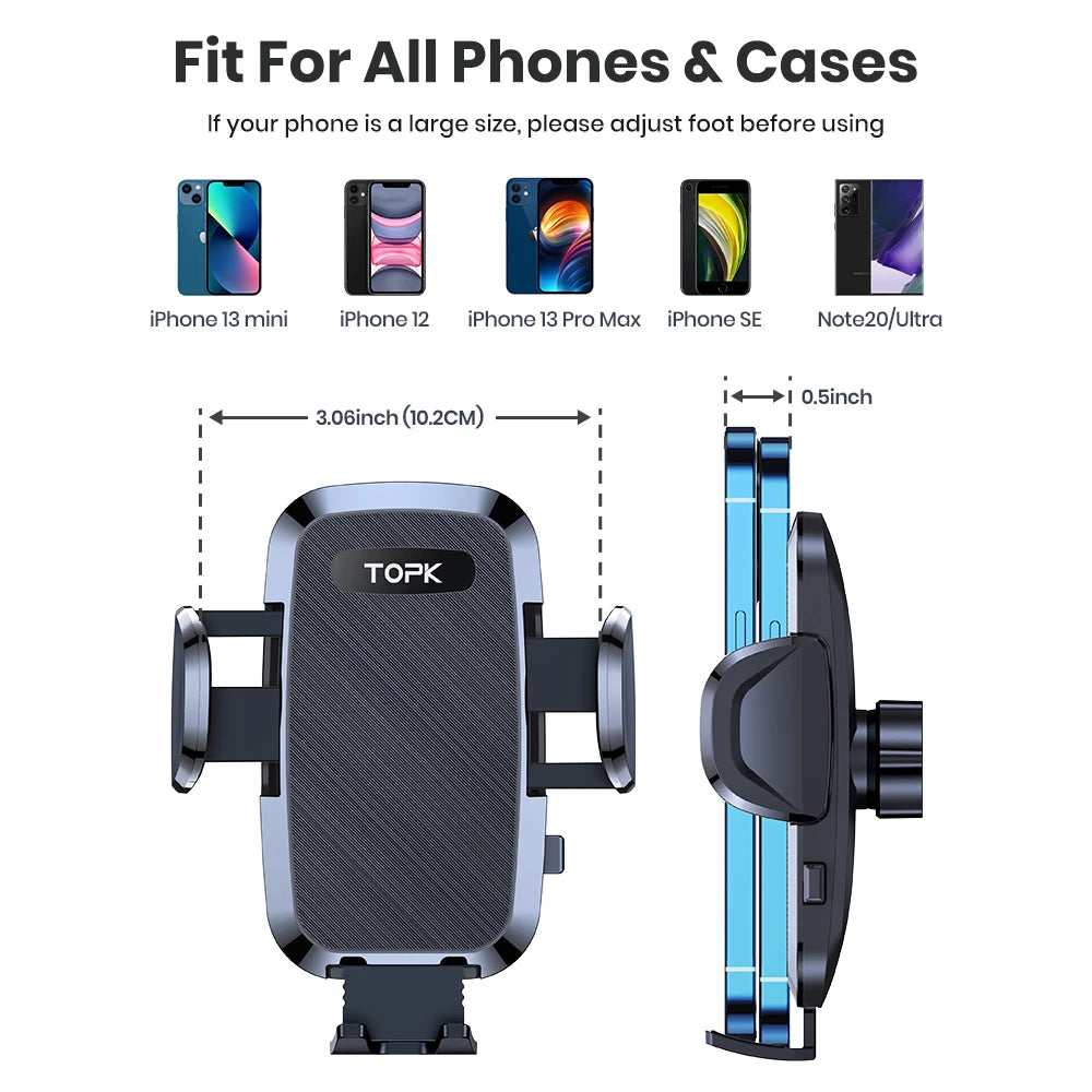 upport Téléphone Voiture TOPK à Gravité – Fixation Grille d’Aération Universelle