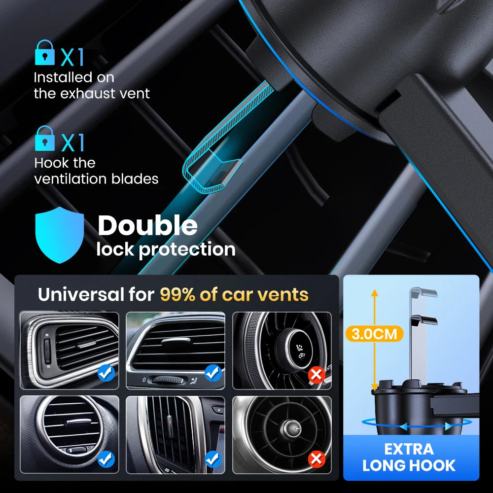 upport Téléphone Voiture TOPK à Gravité – Fixation Grille d’Aération Universelle