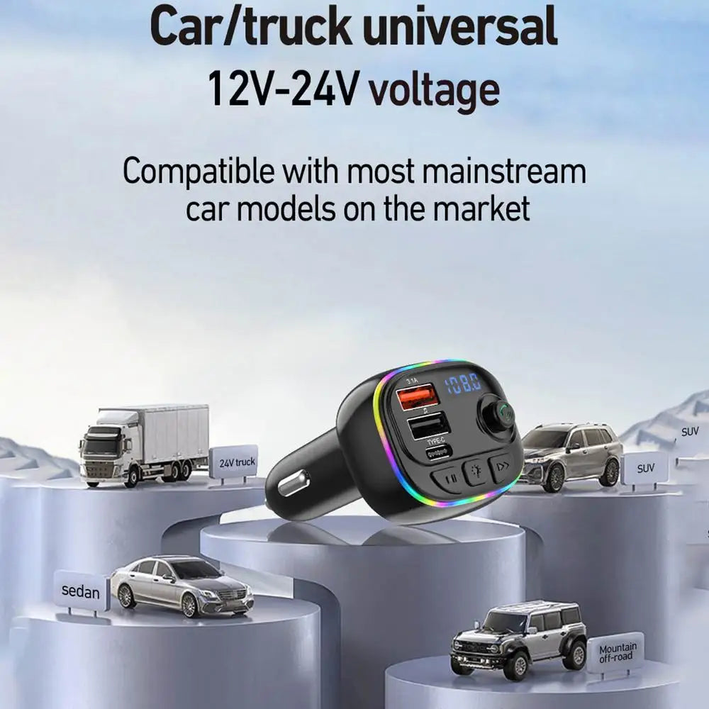 USB Fast Charging Car Charger MP3 Player Car FM Transmitter Portable Music Player Vehicle Charger Automobile Radio Music Adapter