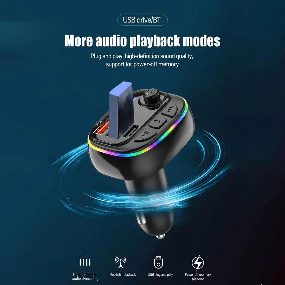 USB Fast Charging Car Charger MP3 Player Car FM Transmitter Portable Music Player Vehicle Charger Automobile Radio Music Adapter