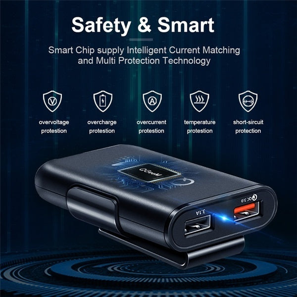 Universal 4 Ports USB Car Charger Front Seat Back Seat QC3.0 Quick Charging USB Adapter for Car Charger USB Fast Charger
