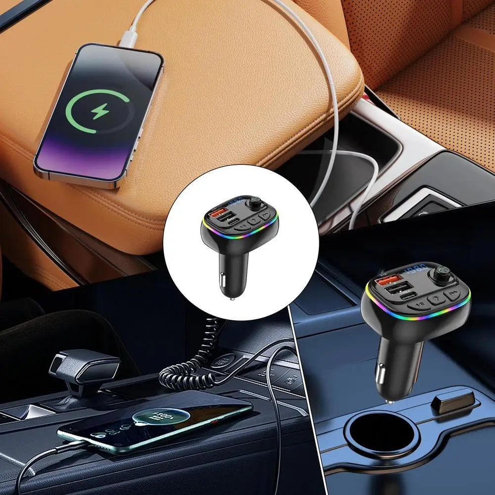 USB Fast Charging Car Charger MP3 Player Car FM Transmitter Portable Music Player Vehicle Charger Automobile Radio Music Adapter