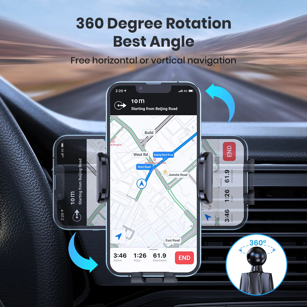 upport Téléphone Voiture TOPK à Gravité – Fixation Grille d’Aération Universelle
