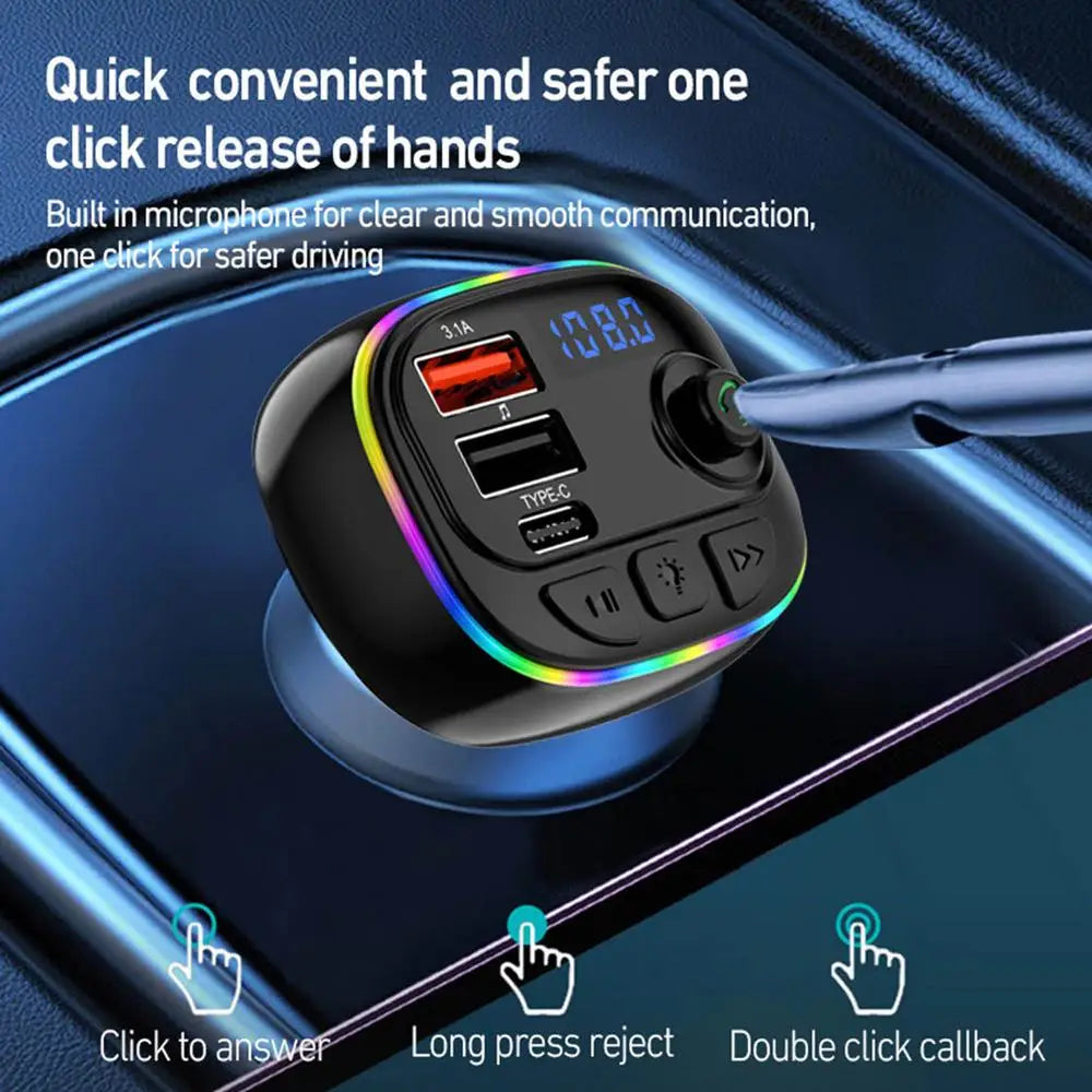 USB Fast Charging Car Charger MP3 Player Car FM Transmitter Portable Music Player Vehicle Charger Automobile Radio Music Adapter