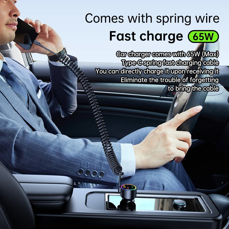 USB C 77W  Car Charger Super Fast Charging Bluetooth 5.4 Car Adapter  FM Transmitter for Car Support USB Play